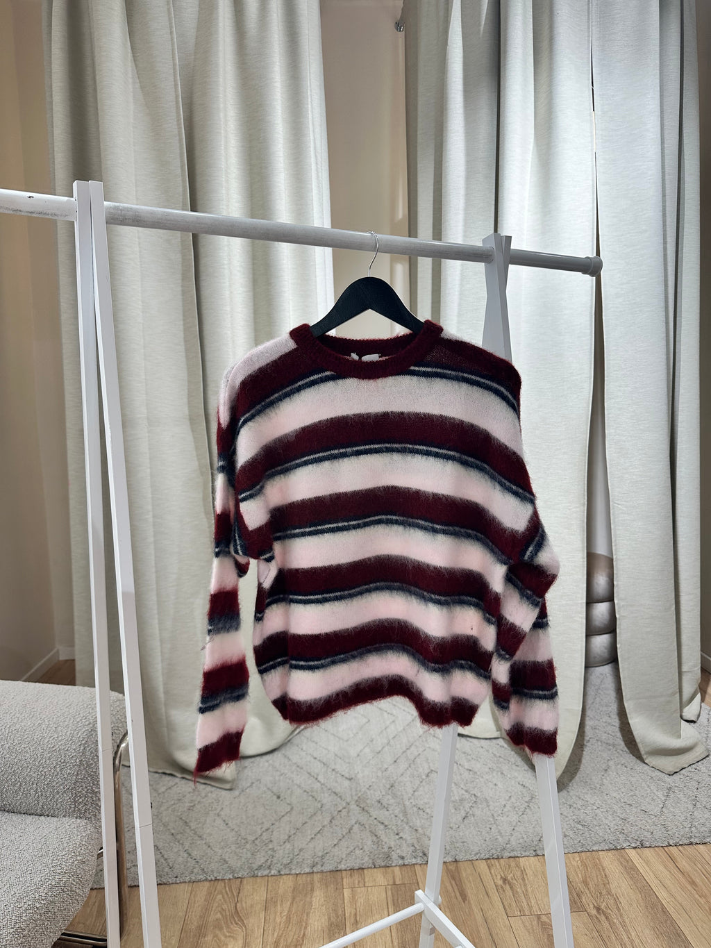 L´esstiel Flauschiger Strickpullover im Streifen-Look