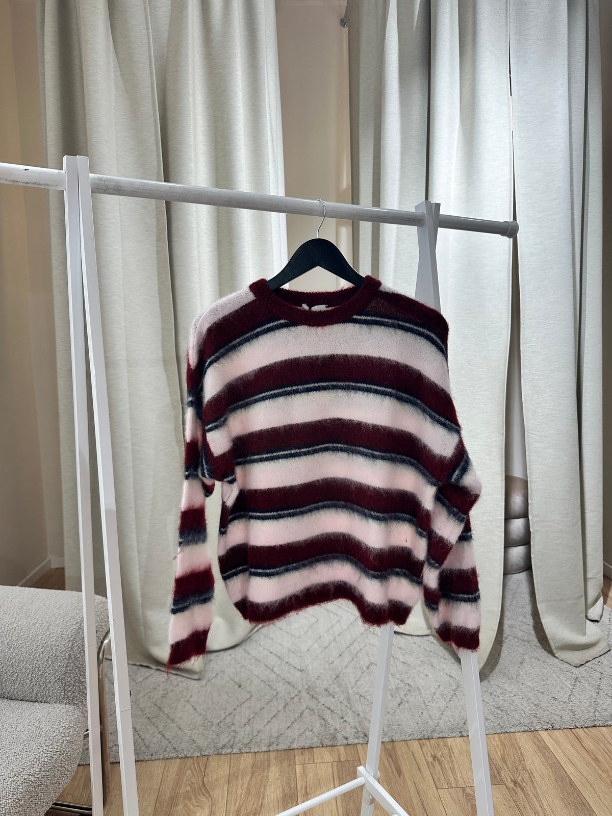 L´esstiel Flauschiger Strickpullover im Streifen-Look