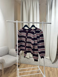 Kélie Fashion Flauschiger Strick-Cardigan im Streifen-Look mit Motiv-Knöpfen