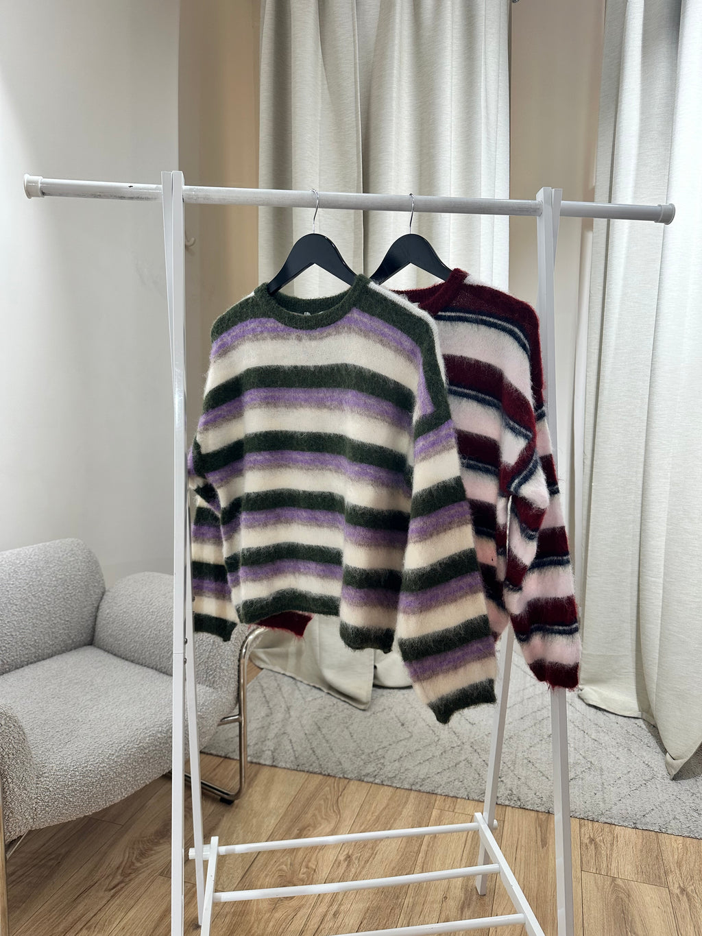 L´esstiel Flauschiger Strickpullover im Streifen-Look