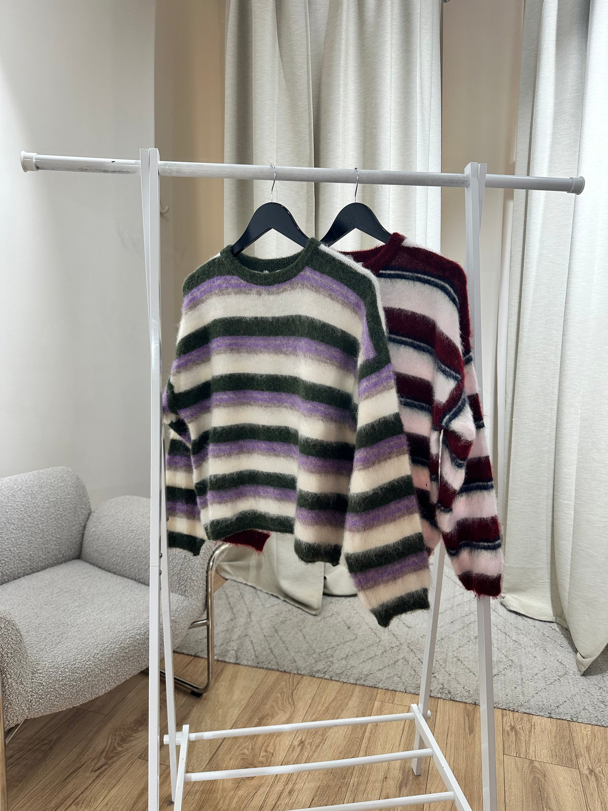 L´esstiel Flauschiger Strickpullover im Streifen-Look