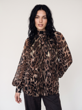 Kélie Fashion plissierte Leo-Bluse mit voluminösen Ärmel