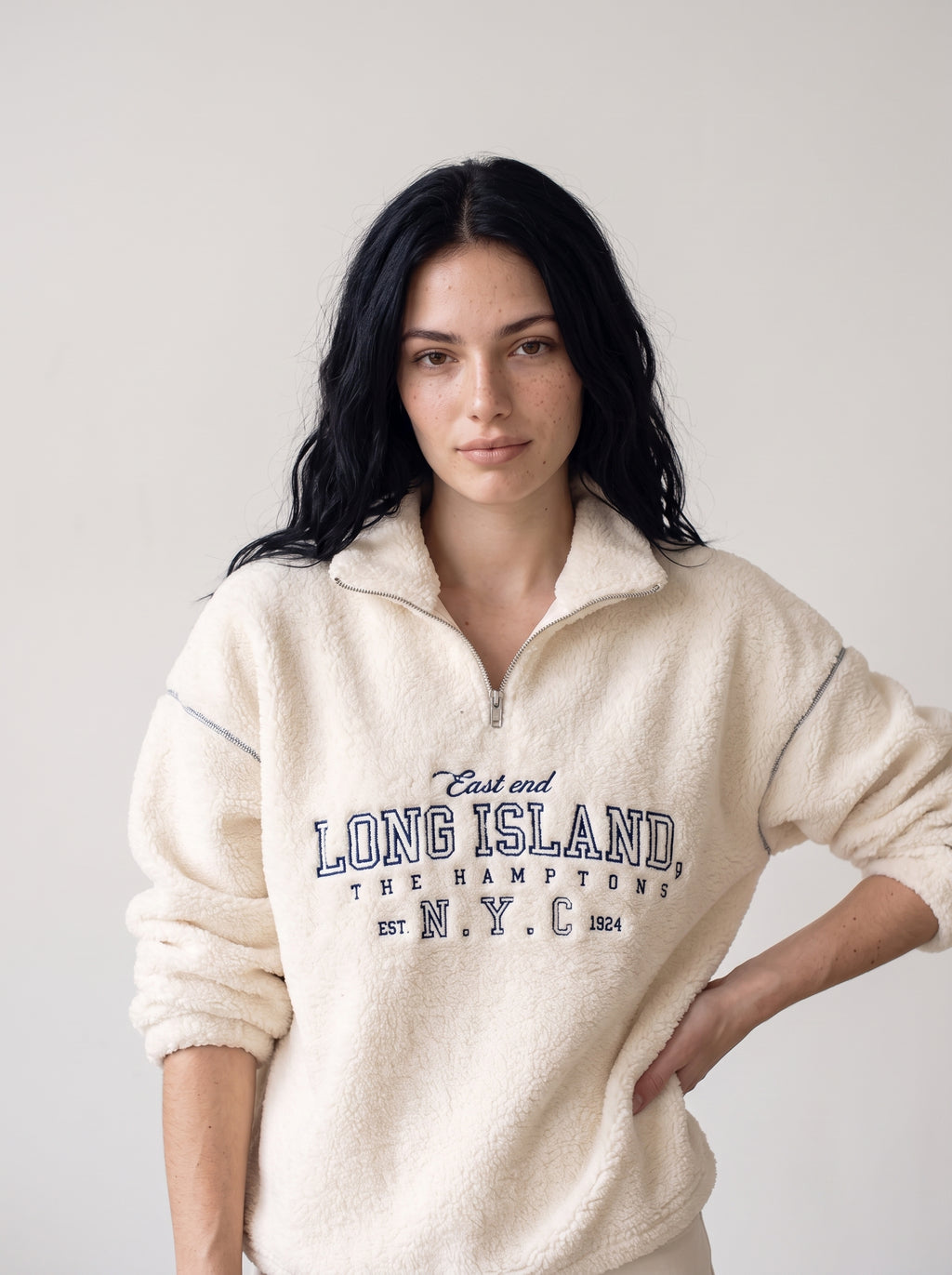 Kélie Fashion Teddy-Fleece Half Sip Sweatshirt