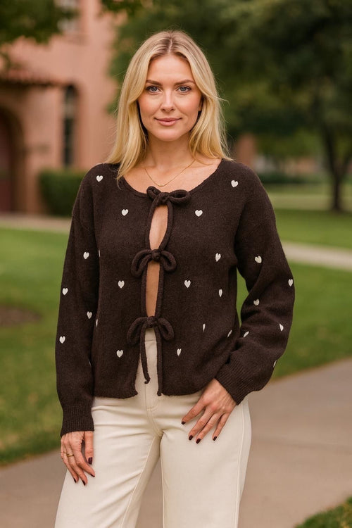 Effeny Cardigan mit aufgestickten Herzen