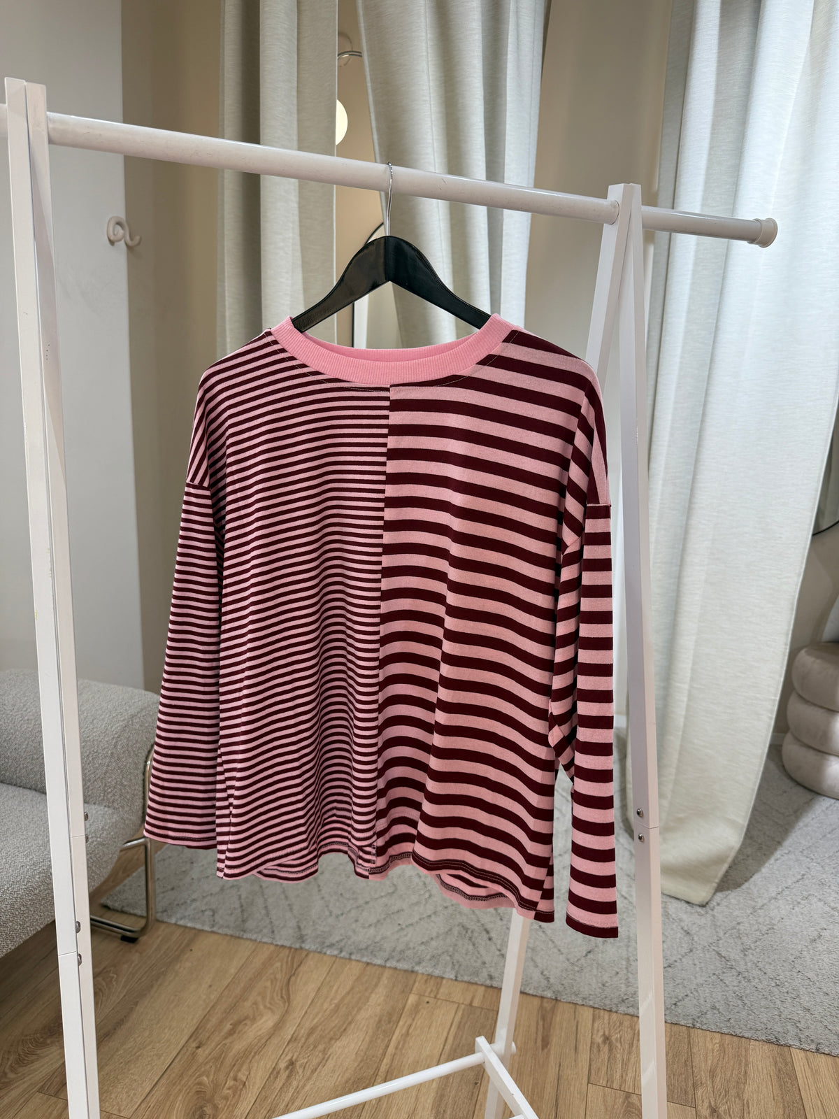 L´esstiel Gestreiftes Oversized-Longsleeve im Half-and-Half-Look