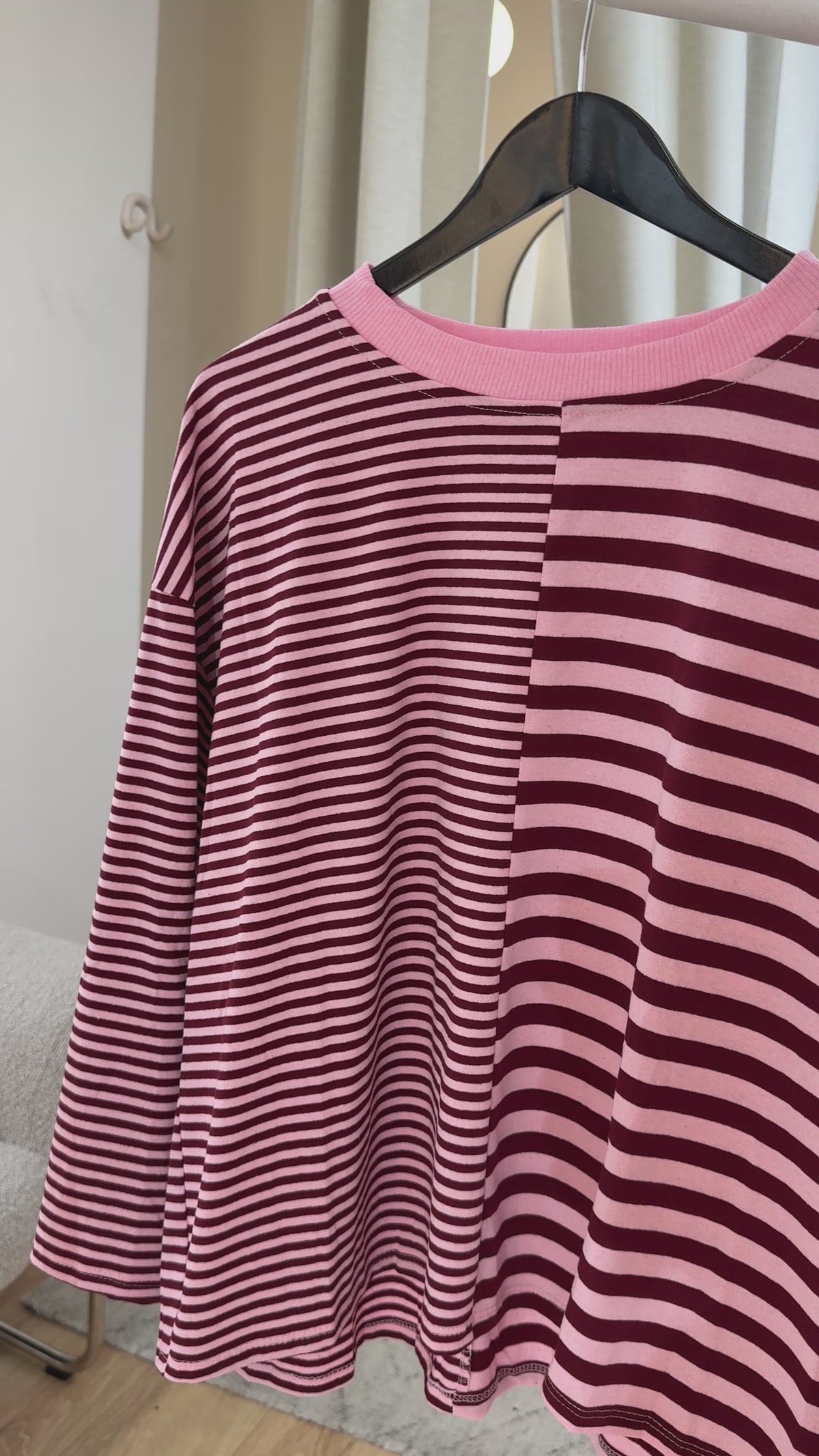 L´esstiel Gestreiftes Oversized-Longsleeve im Half-and-Half-Look